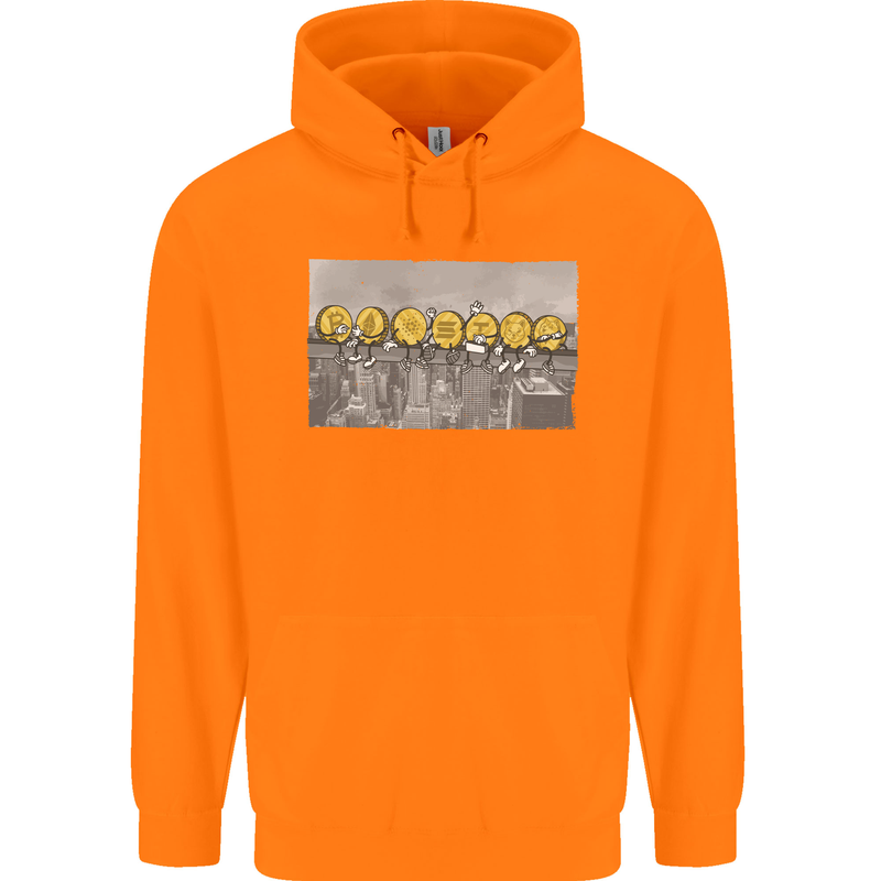 Crypto Workers New York Parody Funny Bitcoin Childrens Kids Hoodie Orange
