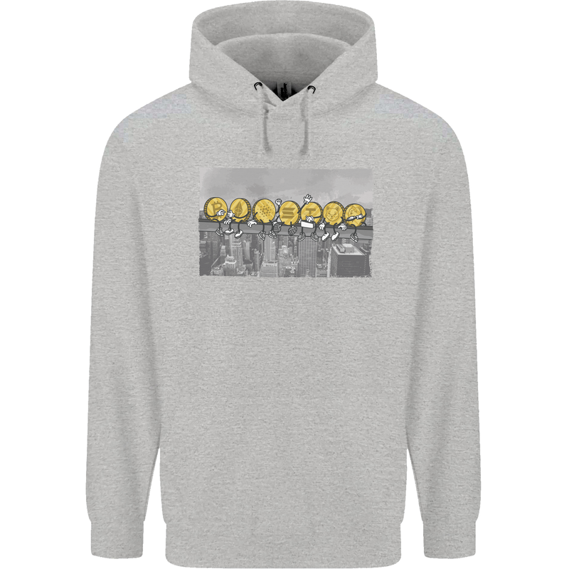Crypto Workers New York Parody Funny Bitcoin Childrens Kids Hoodie Sports Grey