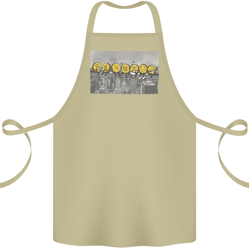 Crypto Workers New York Parody Funny Bitcoin Cotton Apron 100% Organic Khaki