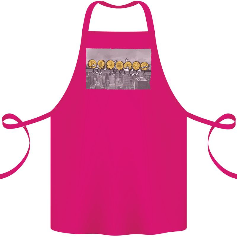 Crypto Workers New York Parody Funny Bitcoin Cotton Apron 100% Organic Pink