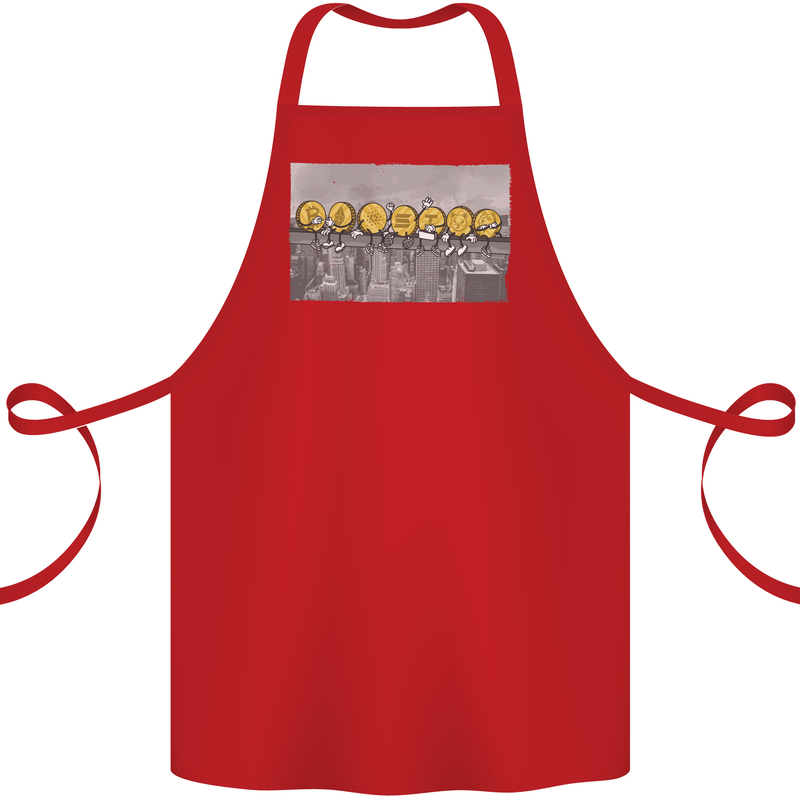 Crypto Workers New York Parody Funny Bitcoin Cotton Apron 100% Organic Red