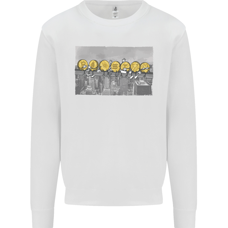 Crypto Workers New York Parody Funny Bitcoin Kids Sweatshirt Jumper White