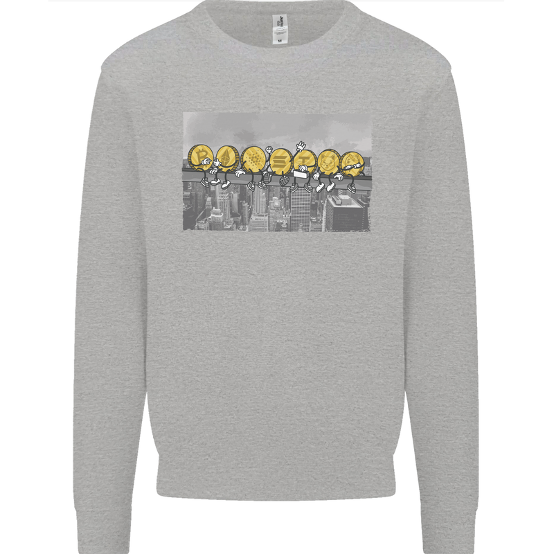 Crypto Workers New York Parody Funny Bitcoin Mens Sweatshirt Jumper Sports Grey