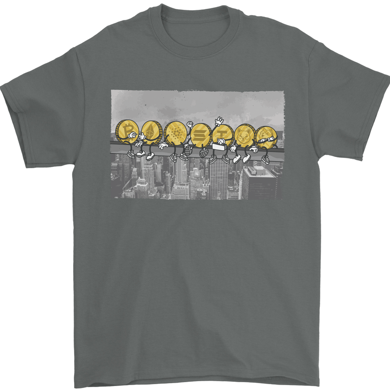 Crypto Workers New York Parody Funny Bitcoin Mens T-Shirt 100% Cotton Charcoal
