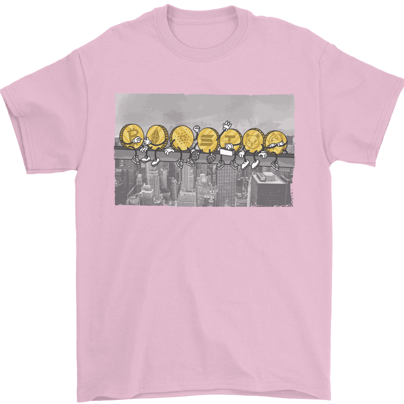 Crypto Workers New York Parody Funny Bitcoin Mens T-Shirt 100% Cotton Light Pink