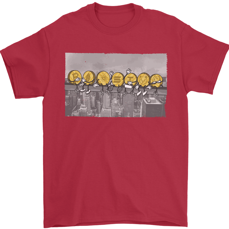 Crypto Workers New York Parody Funny Bitcoin Mens T-Shirt 100% Cotton Red