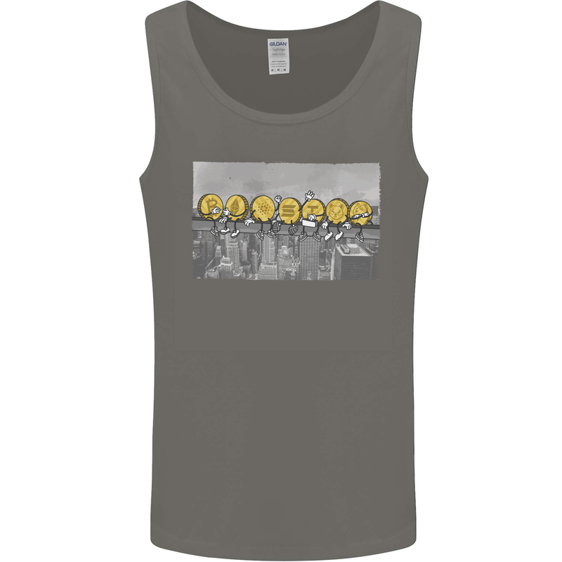 Crypto Workers New York Parody Funny Bitcoin Mens Vest Tank Top Charcoal