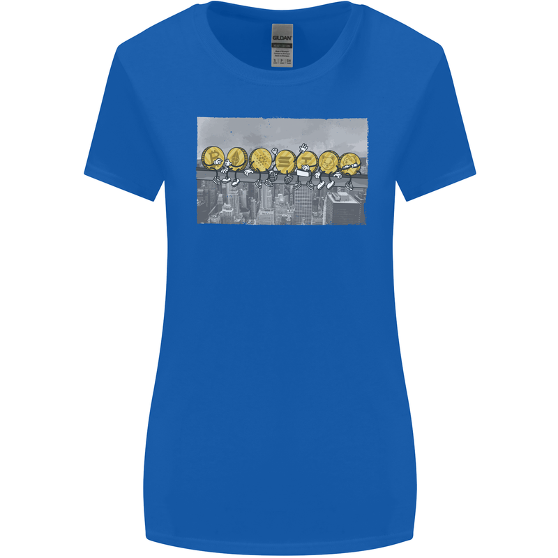 Crypto Workers New York Parody Funny Bitcoin Womens Wider Cut T-Shirt Royal Blue