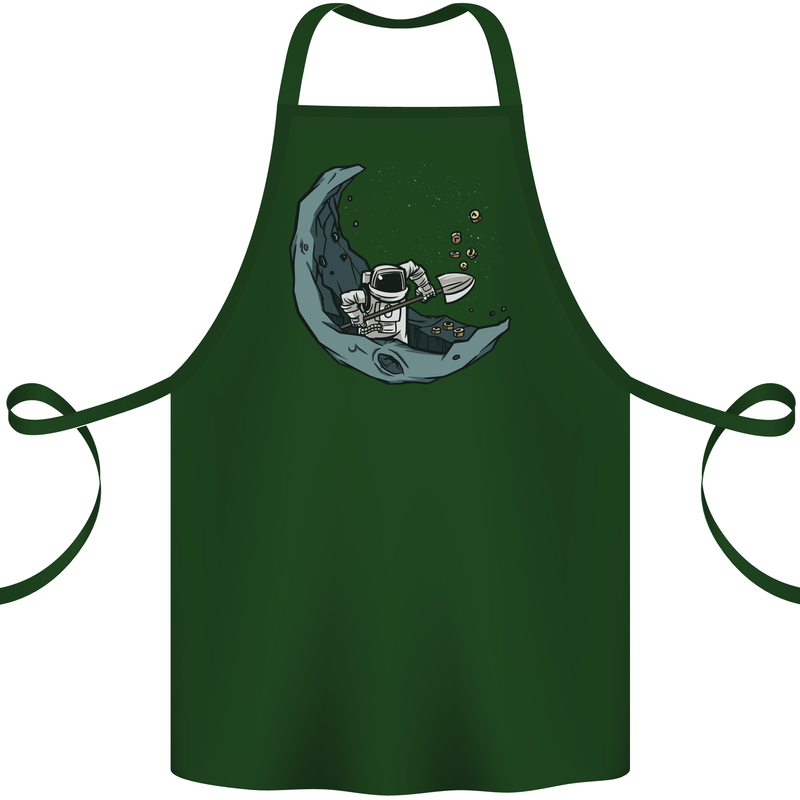 Cryptocurrency Mining the Moon Cotton Apron 100% Organic Forest Green