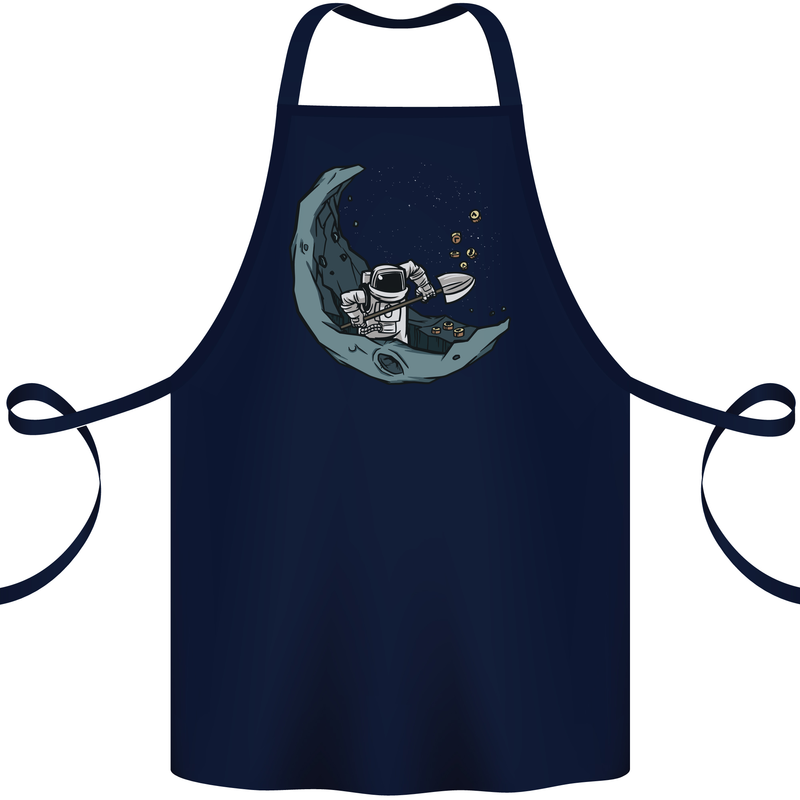Cryptocurrency Mining the Moon Cotton Apron 100% Organic Navy Blue