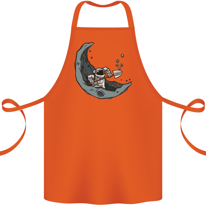 Cryptocurrency Mining the Moon Cotton Apron 100% Organic Orange