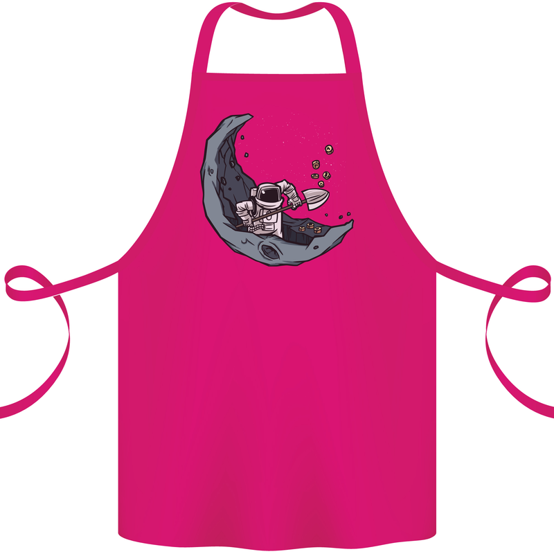 Cryptocurrency Mining the Moon Cotton Apron 100% Organic Pink