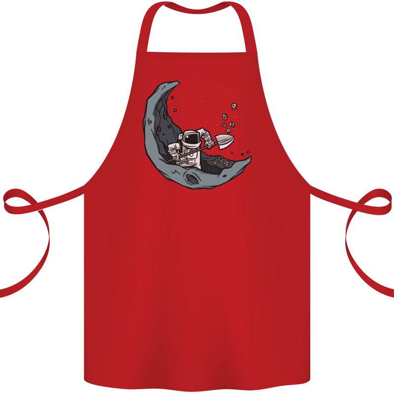 Cryptocurrency Mining the Moon Cotton Apron 100% Organic Red
