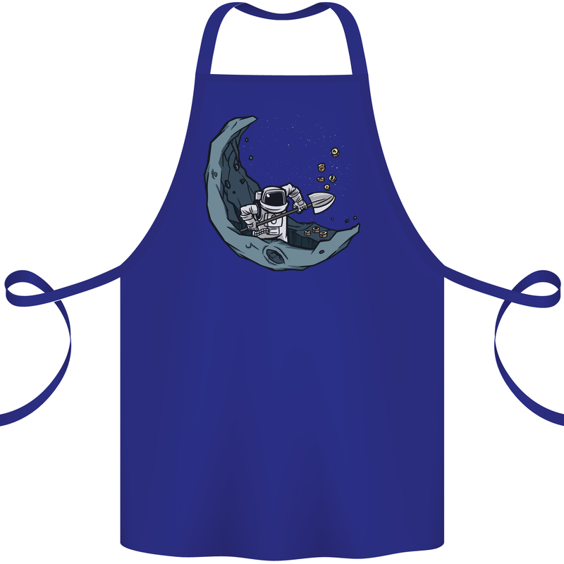 Cryptocurrency Mining the Moon Cotton Apron 100% Organic Royal Blue