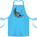 Cryptocurrency Mining the Moon Cotton Apron 100% Organic Turquoise