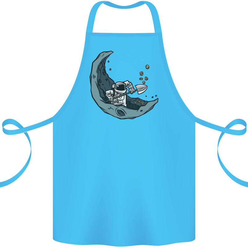 Cryptocurrency Mining the Moon Cotton Apron 100% Organic Turquoise