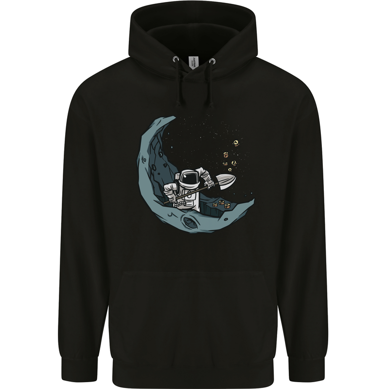 Cryptocurrency Mining the Moon Mens 80% Cotton Hoodie Black