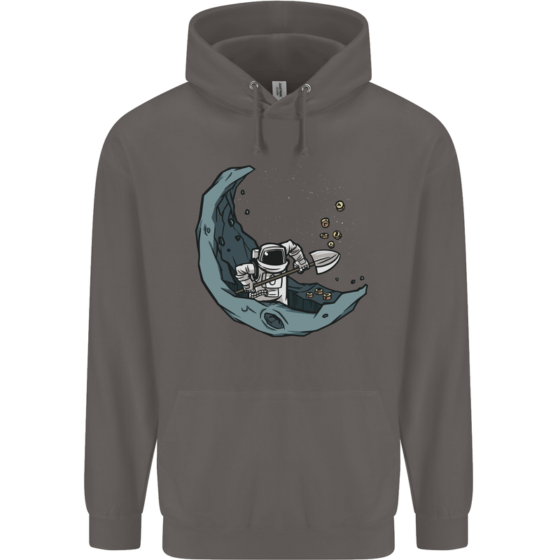 Cryptocurrency Mining the Moon Mens 80% Cotton Hoodie Charcoal