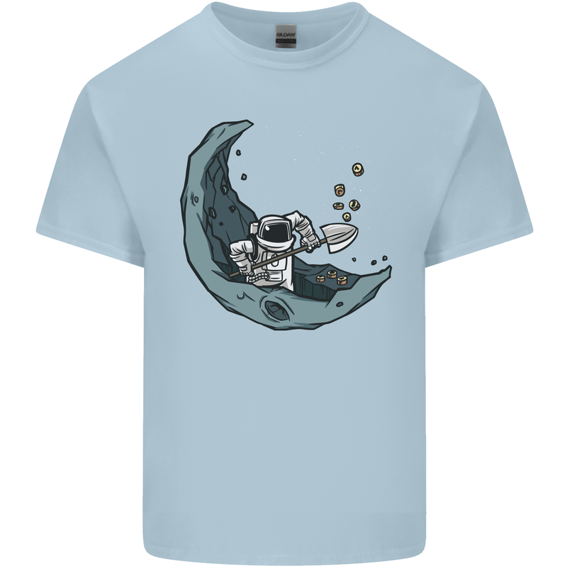 Cryptocurrency Mining the Moon Mens Cotton T-Shirt Tee Top Light Blue