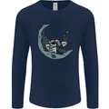 Cryptocurrency Mining the Moon Mens Long Sleeve T-Shirt Navy Blue