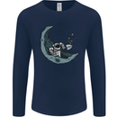 Cryptocurrency Mining the Moon Mens Long Sleeve T-Shirt Navy Blue