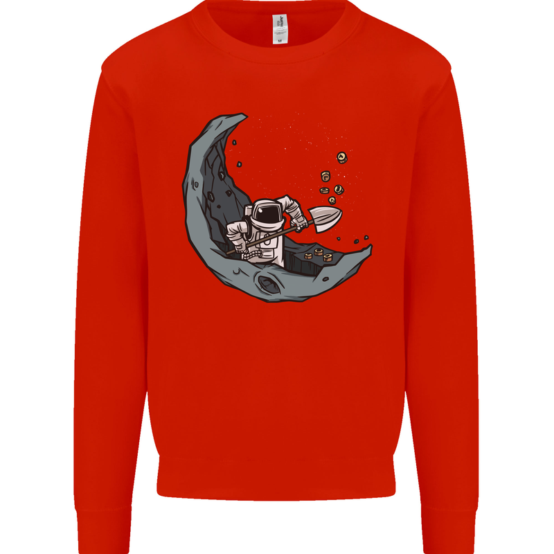 Cryptocurrency Mining the Moon Mens Sweatshirt Jumper Bright Red