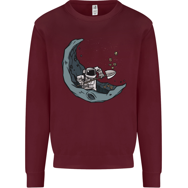 Cryptocurrency Mining the Moon Mens Sweatshirt Jumper Maroon