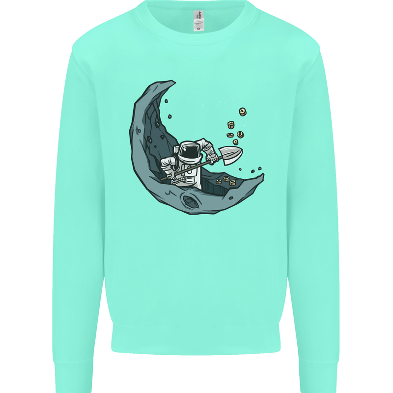 Cryptocurrency Mining the Moon Mens Sweatshirt Jumper Peppermint