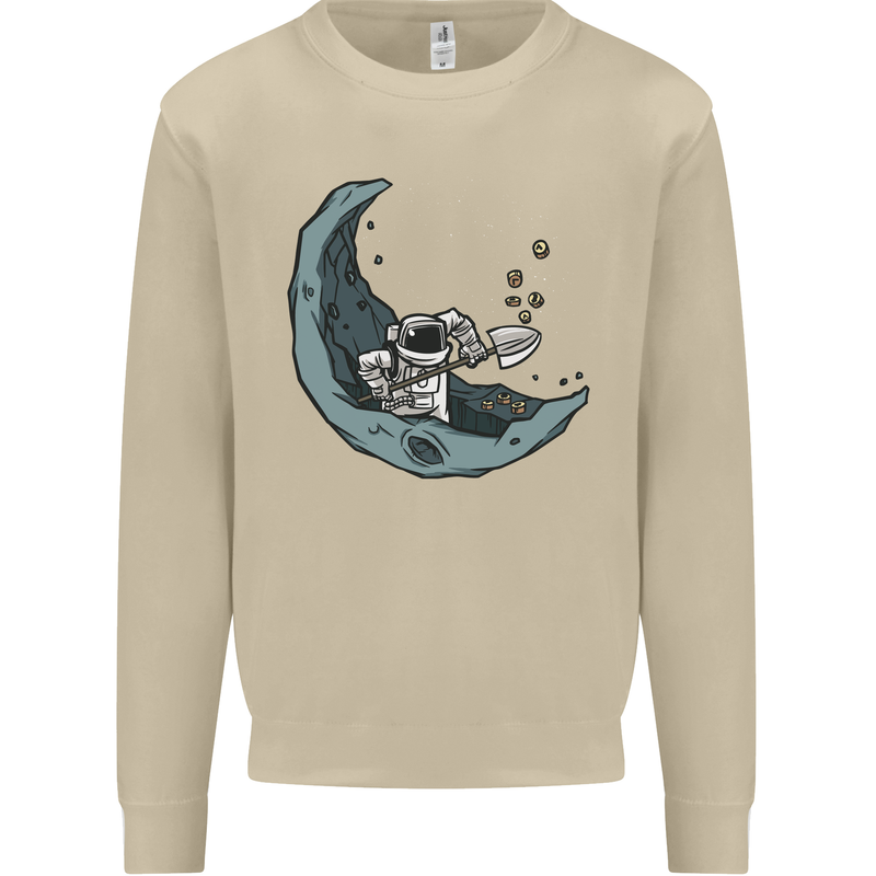 Cryptocurrency Mining the Moon Mens Sweatshirt Jumper Sand