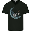 Cryptocurrency Mining the Moon Mens V-Neck Cotton T-Shirt Black