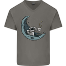 Cryptocurrency Mining the Moon Mens V-Neck Cotton T-Shirt Charcoal