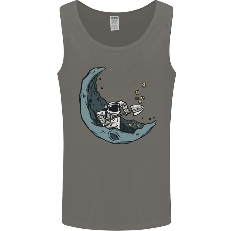 Cryptocurrency Mining the Moon Mens Vest Tank Top Charcoal