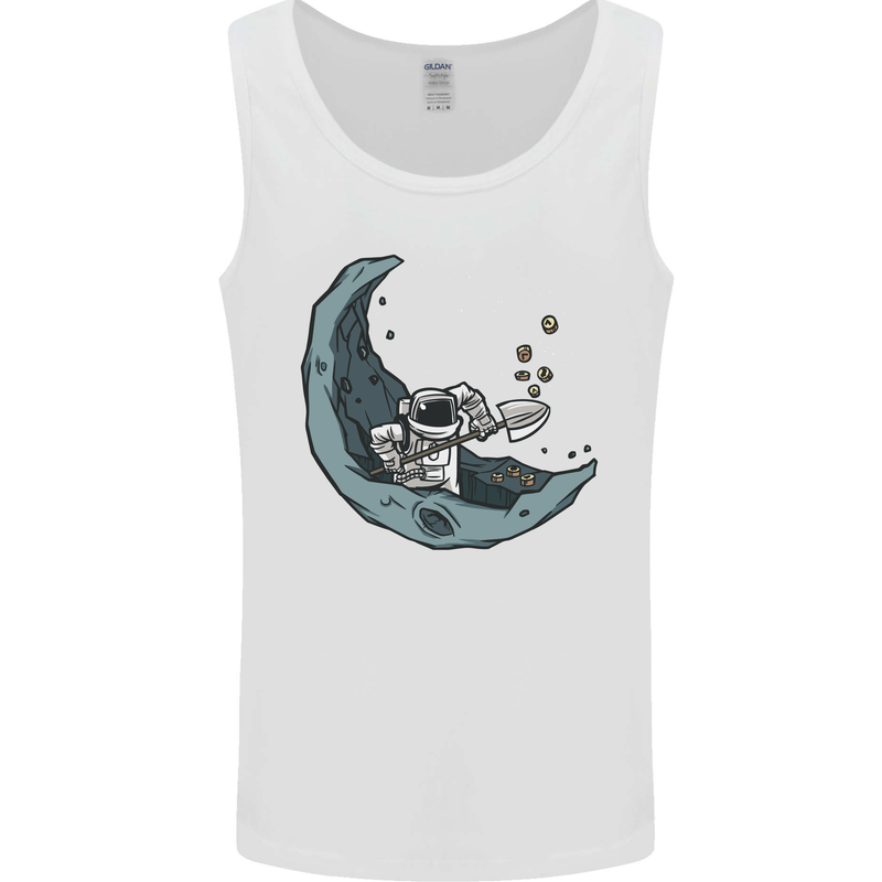 Cryptocurrency Mining the Moon Mens Vest Tank Top White