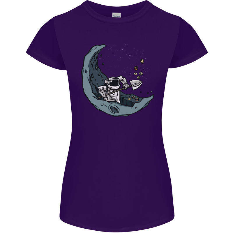 Cryptocurrency Mining the Moon Womens Petite Cut T-Shirt Purple