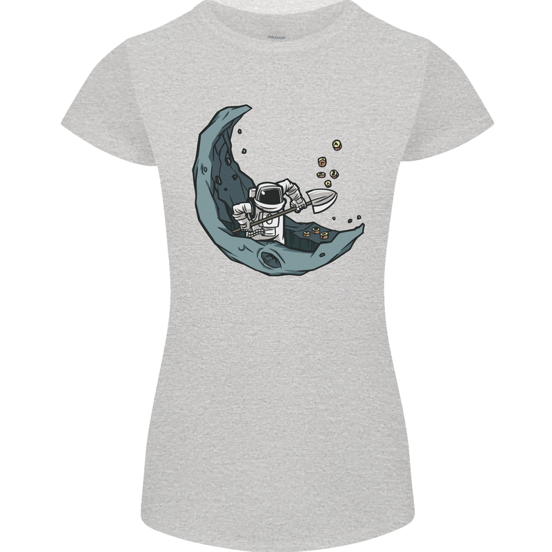 Cryptocurrency Mining the Moon Womens Petite Cut T-Shirt Sports Grey