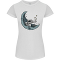 Cryptocurrency Mining the Moon Womens Petite Cut T-Shirt White