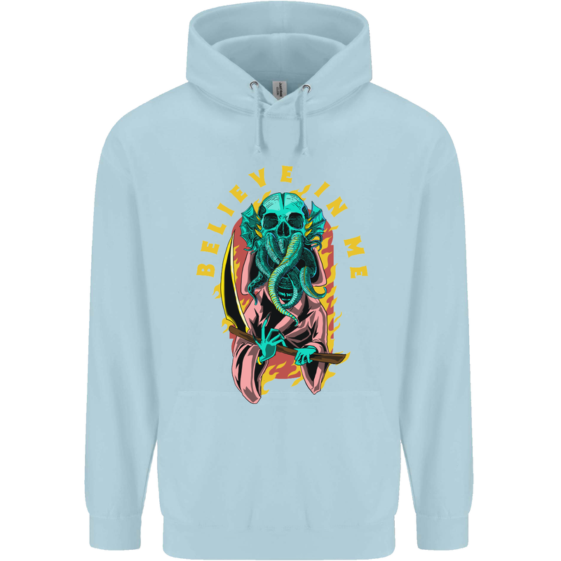 Cthulhu Believe in Me Octopus Kraken Skull Childrens Kids Hoodie Light Blue