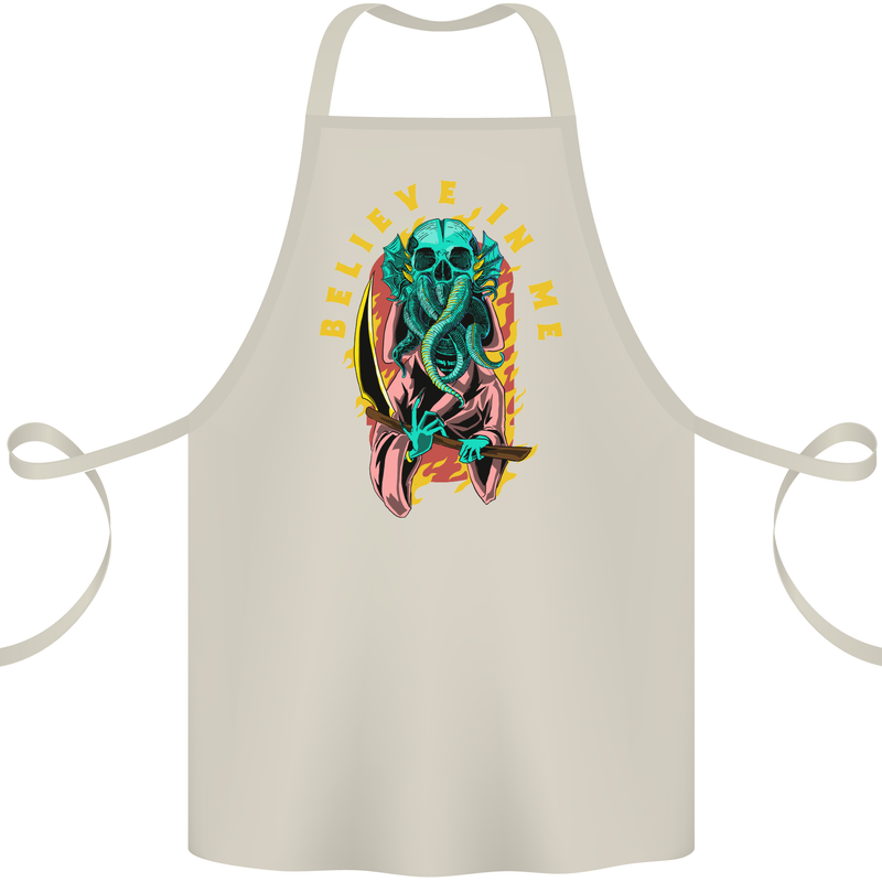 Cthulhu Believe in Me Octopus Kraken Skull Cotton Apron 100% Organic Natural