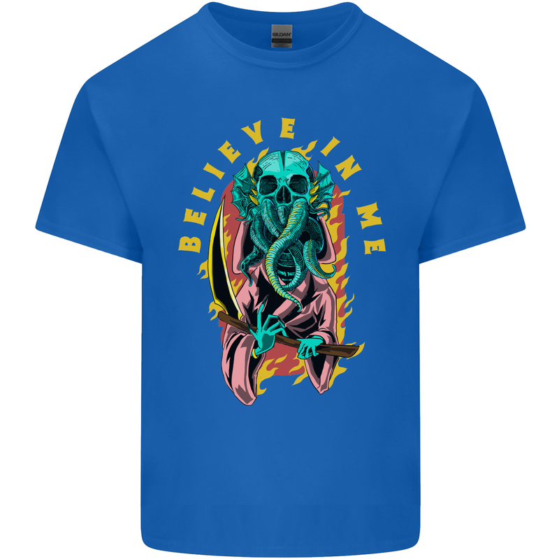 Cthulhu Believe in Me Octopus Kraken Skull Kids T-Shirt Childrens Royal Blue