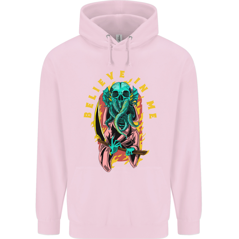 Cthulhu Believe in Me Octopus Kraken Skull Mens 80% Cotton Hoodie Light Pink
