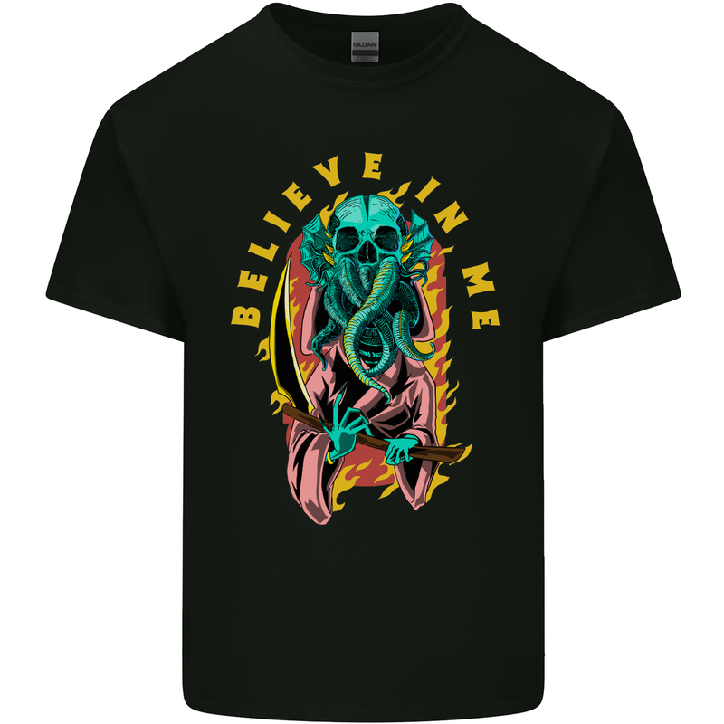 Cthulhu Believe in Me Octopus Kraken Skull Mens Cotton T-Shirt Tee Top Black