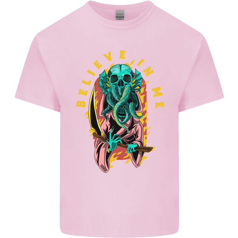 Cthulhu Believe in Me Octopus Kraken Skull Mens Cotton T-Shirt Tee Top Light Pink