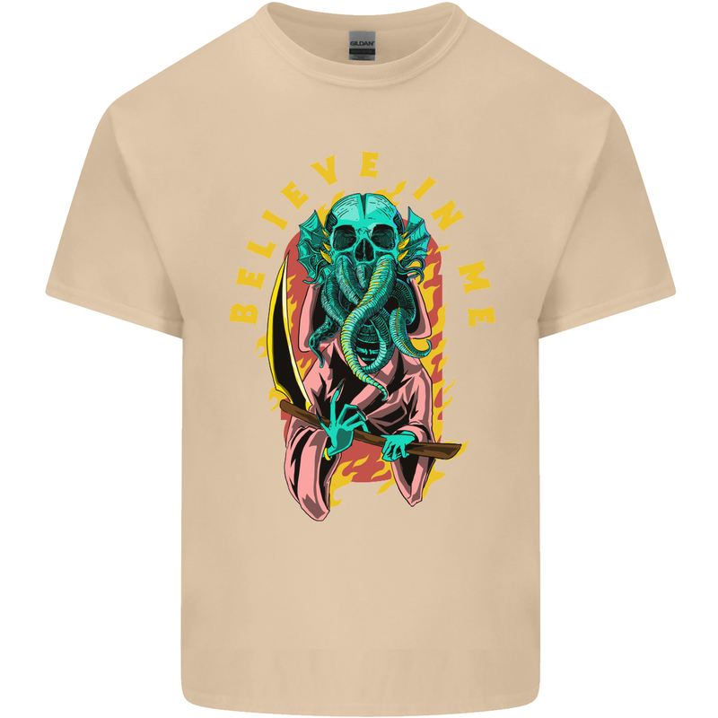 Cthulhu Believe in Me Octopus Kraken Skull Mens Cotton T-Shirt Tee Top Sand