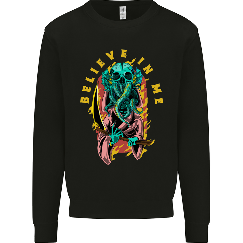 Cthulhu Believe in Me Octopus Kraken Skull Mens Sweatshirt Jumper Black