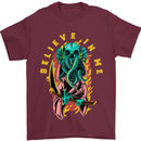 Cthulhu Believe in Me Octopus Kraken Skull Mens T-Shirt Cotton Gildan Maroon