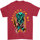 Cthulhu Believe in Me Octopus Kraken Skull Mens T-Shirt Cotton Gildan Red