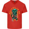 Cthulhu Believe in Me Octopus Kraken Skull Mens V-Neck Cotton T-Shirt Red