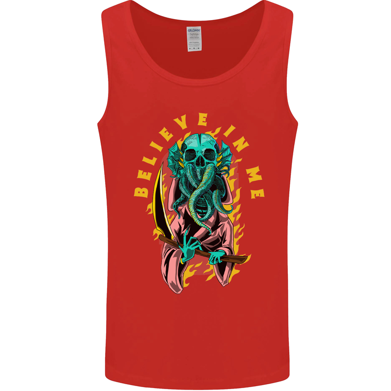 Cthulhu Believe in Me Octopus Kraken Skull Mens Vest Tank Top Red