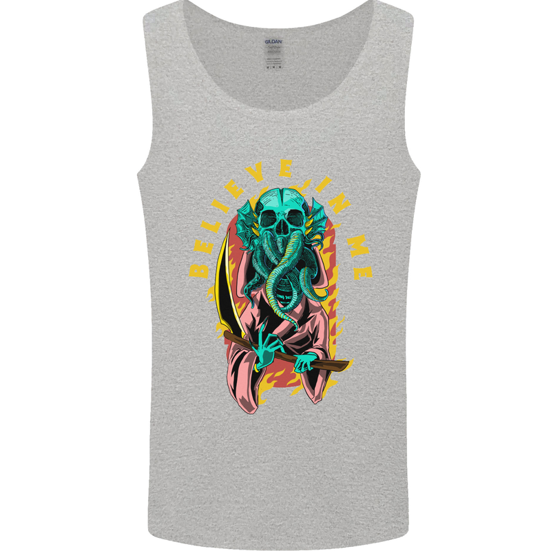 Cthulhu Believe in Me Octopus Kraken Skull Mens Vest Tank Top Sports Grey