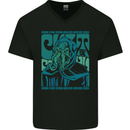 Cthulhu Cult Kraken Mens V-Neck Cotton T-Shirt Black